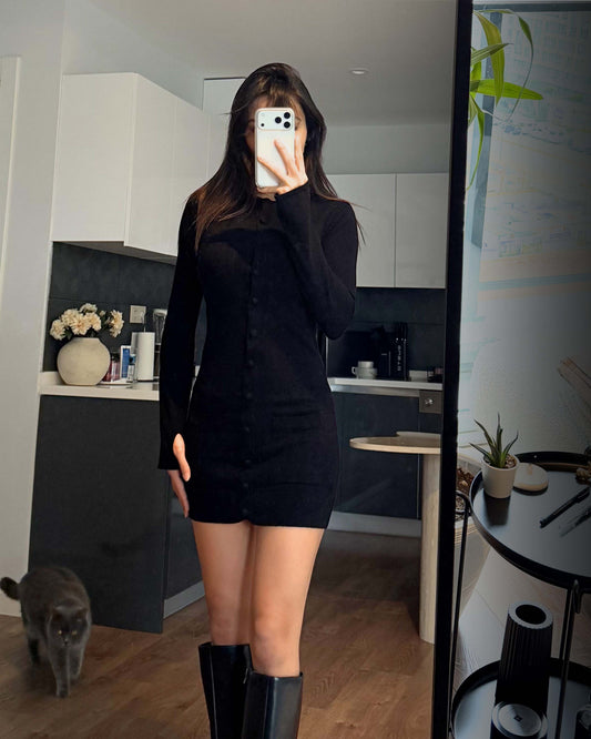 EREBIA ELBİSE – Düğme Detaylı Mini Elbise