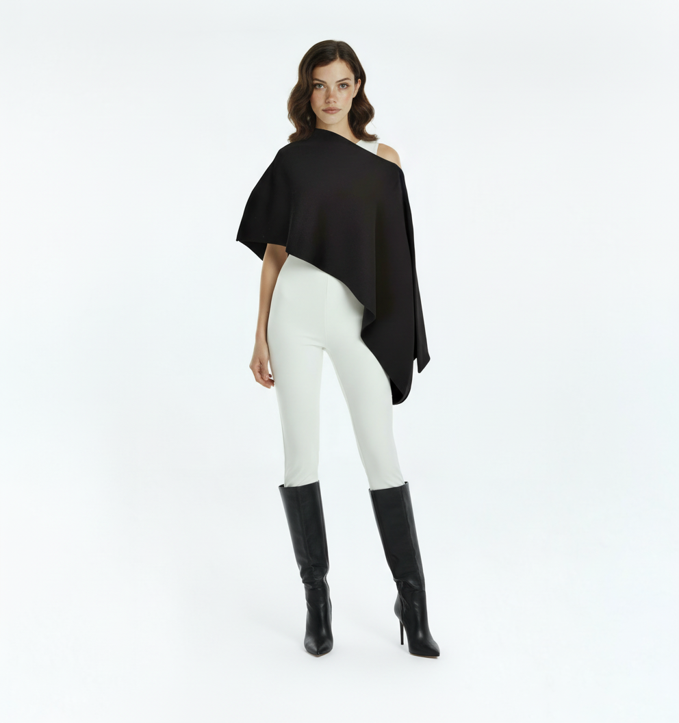 MORPHO SİYAH PANÇO - Asimetrik