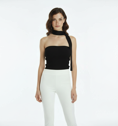 OLERIA SİYAH ÜST – Bağlama Detaylı Triko Büstiyer
