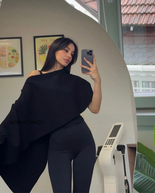 MORPHO SİYAH PANÇO - Asimetrik