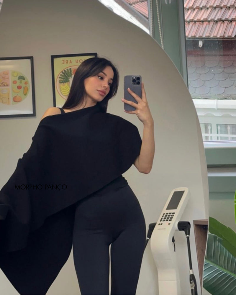 MORPHO SİYAH PANÇO - Asimetrik